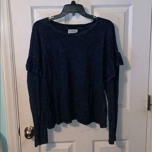 Universal Thread Blue Ruffle Long Sleeve Shirt